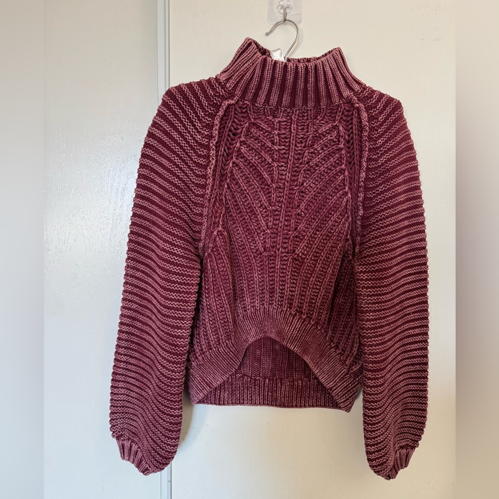 Free People Burgundy Turtleneck Sweater